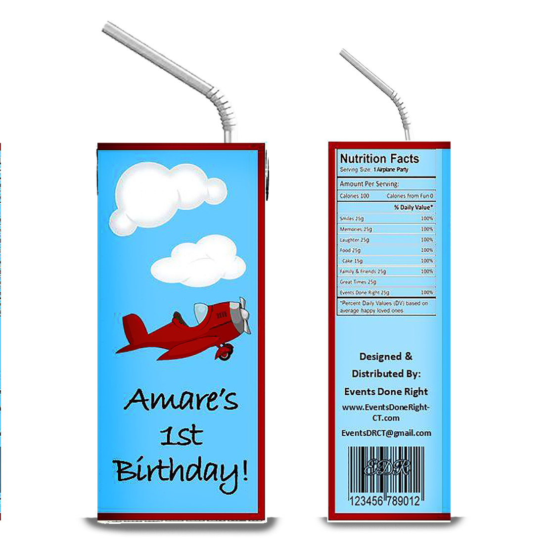 Airplane in the Clouds Water Bottle Label